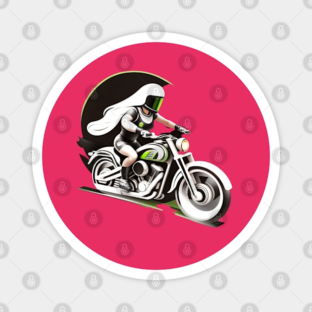 Girl Biker Art Magnet by masksutopia